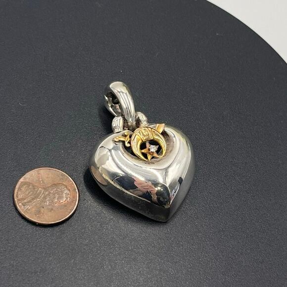 Joseph Esposito Shriners 925 ESPOSIG 14K Puffy Heart 2.0 mm Diamond Pendant - Picture 7 of 10